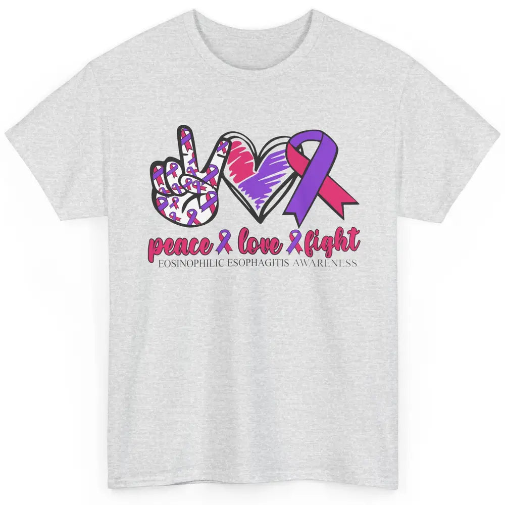 Eosinophilic Esophagitis Awareness Ribbon Peace Love Fight Classic Unisex T-Shirt