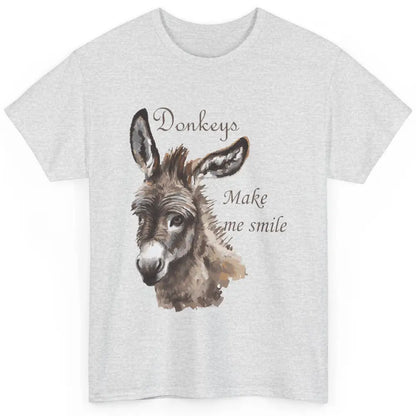 Watercolor Donkey Make Me Smile Farming Life Farm Animal Classic Unisex T-Shirt