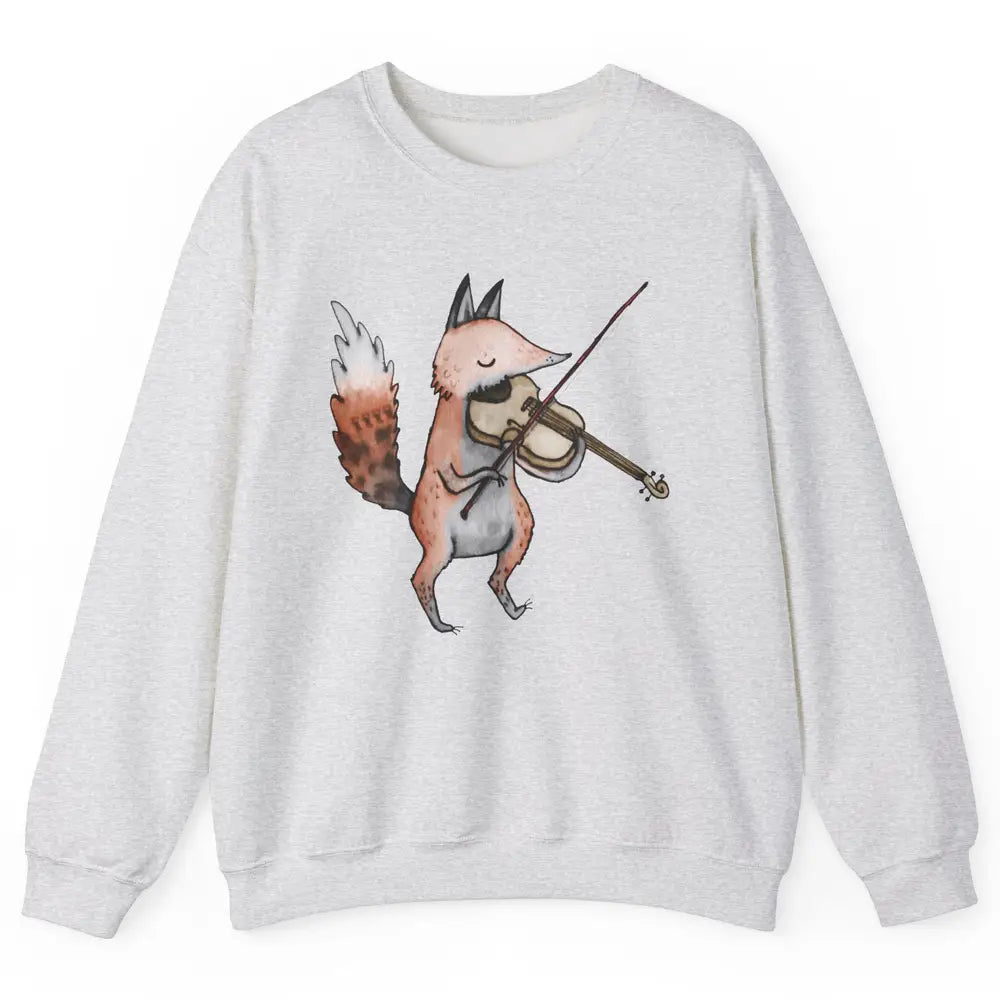 Vintage Fox Playing Violin Funny Violinist Musician Gift Unisex Crewneck Sweatshirt