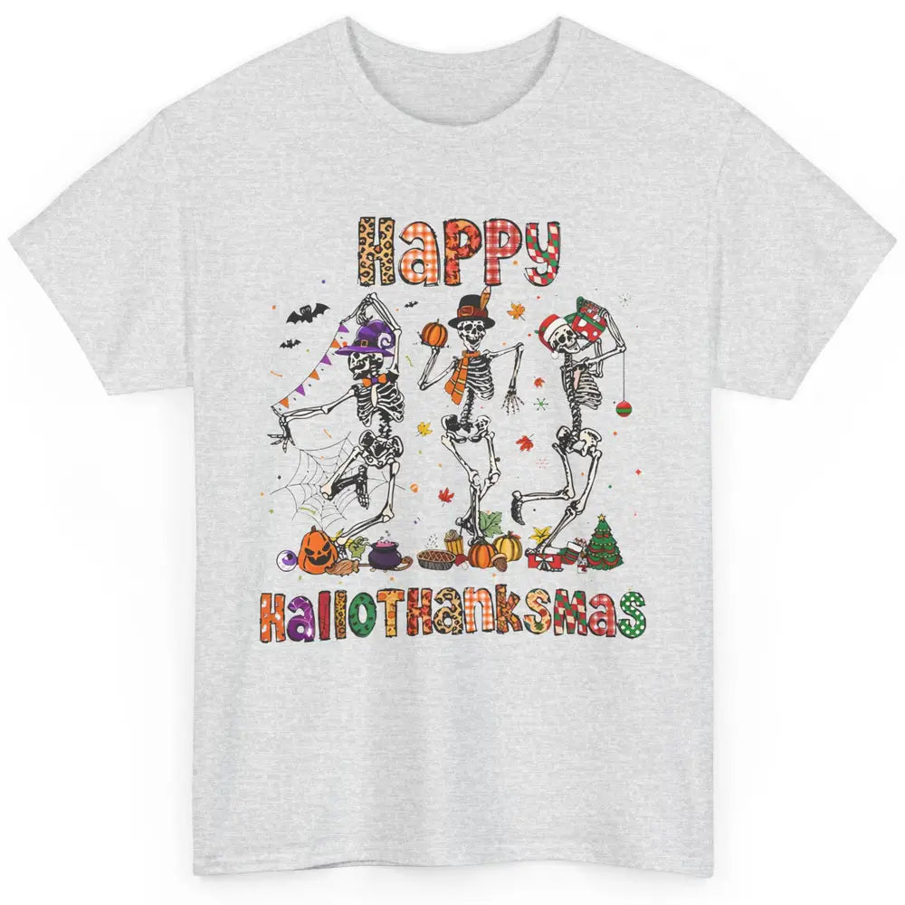 Funny Dancing Skeleton Happy Hallo-thank-mas Fall Pumpkin Classic Unisex T-Shirt