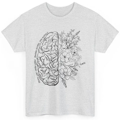 Brain Anatomy With Flowers Nursing School Doctor Neurologist Classic Unisex T-Shirt