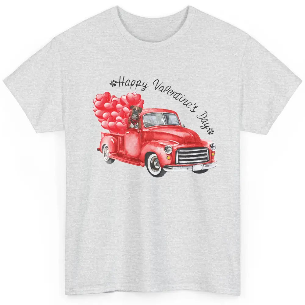 Boxer On Heart Truck Happy Valentines Day Boxer Dog Lovers Classic Unisex T-Shirt