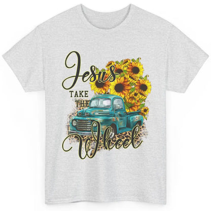 Sunflower Jesus Take The Wheel Christian Gift Leopard Print Classic Unisex T-Shirt