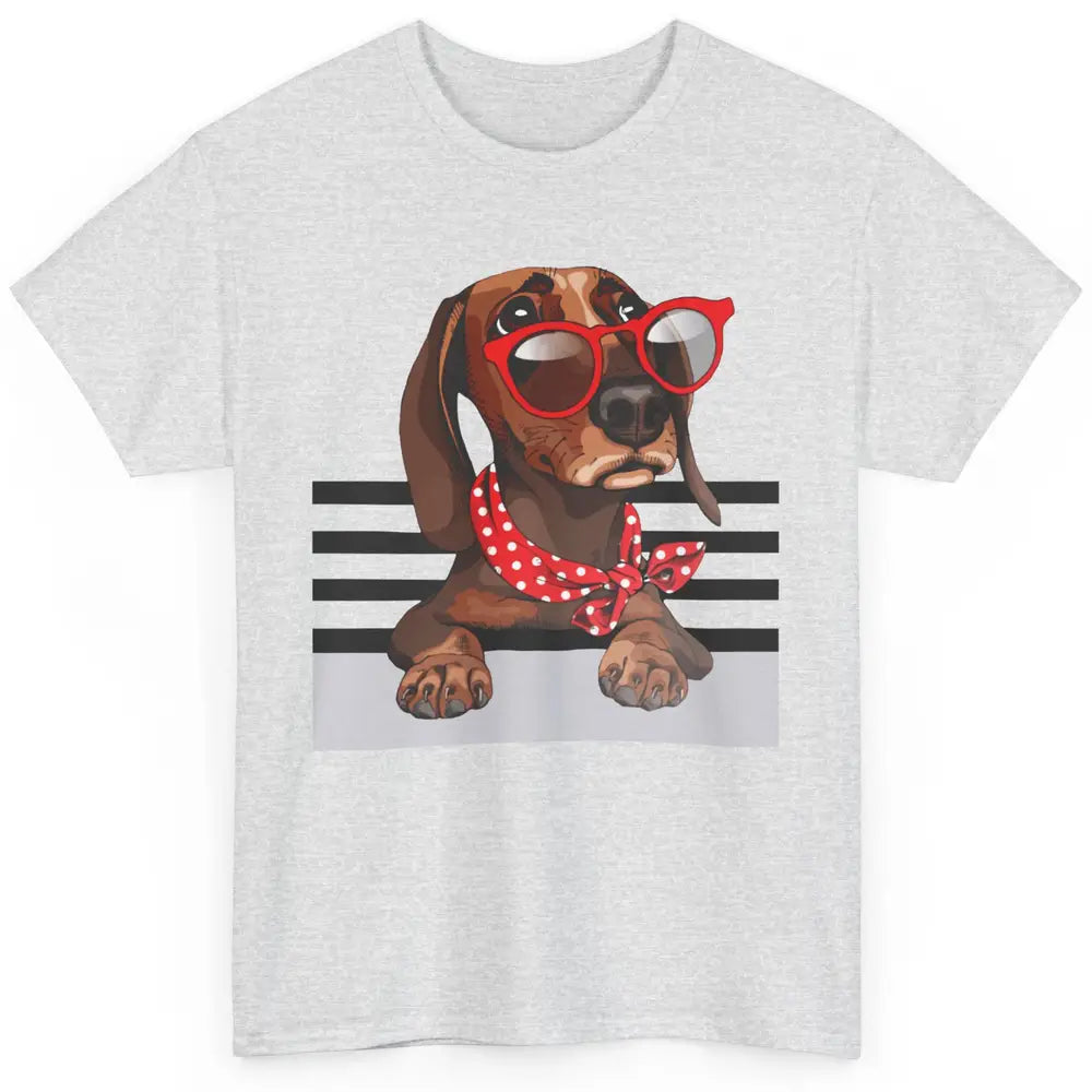 Dachshund Dog In Sunglasses Funny Dachshund Mom Dog Lovers Classic Unisex T-Shirt