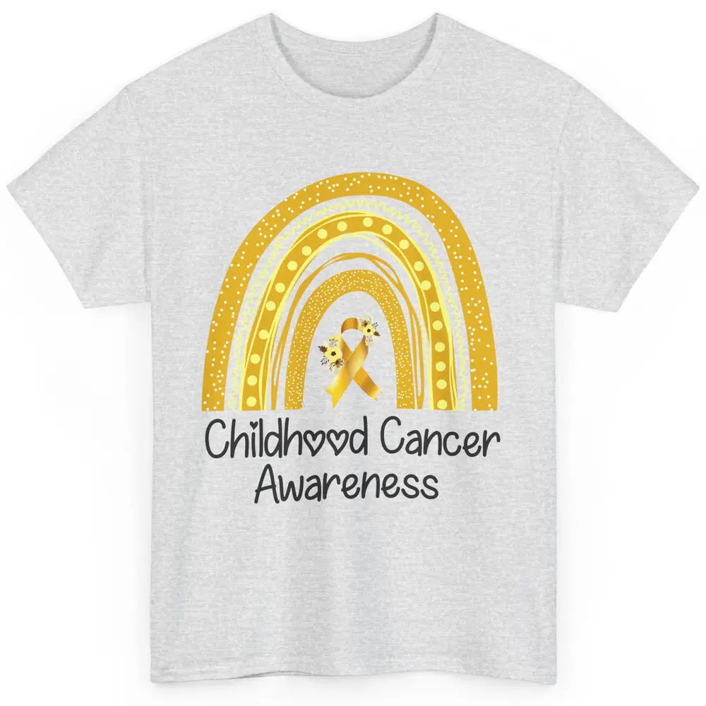 Childhood Cancer Awareness Support Rainbow Gold Ribbon Gift Classic Unisex T-Shirt