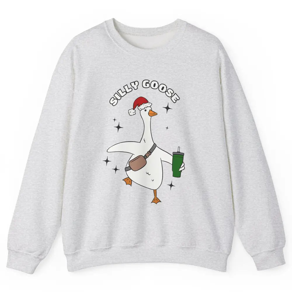 Funny Silly Goose Boojee Christmas Goose Bag And Cup Holiday Unisex Crewneck Sweatshirt