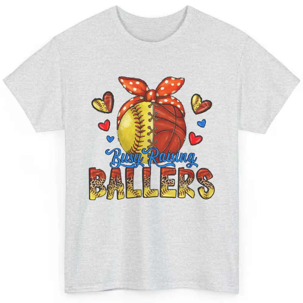 Busy Raising Ballers Softball And Basketball Mom Leopard Classic Unisex T-Shirt