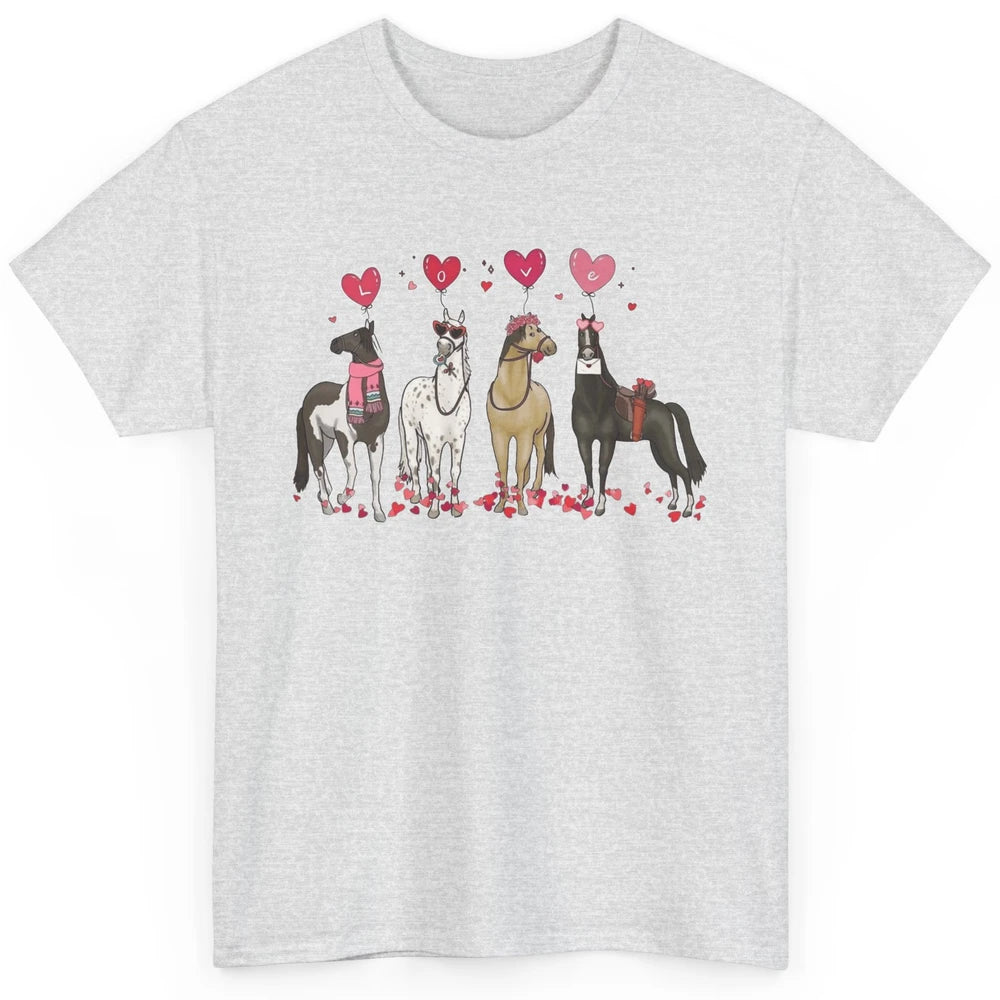 Cute Horse Valentine's Day Horses Cowgirl Rodeo Howdy Western Country Heart Love Balloon Classic Unisex T-Shirt