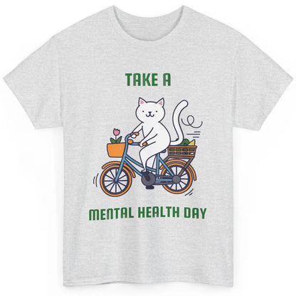 Take A Mental Health Day Cute Cat Bike Positive Therapist Classic Unisex T-Shirt