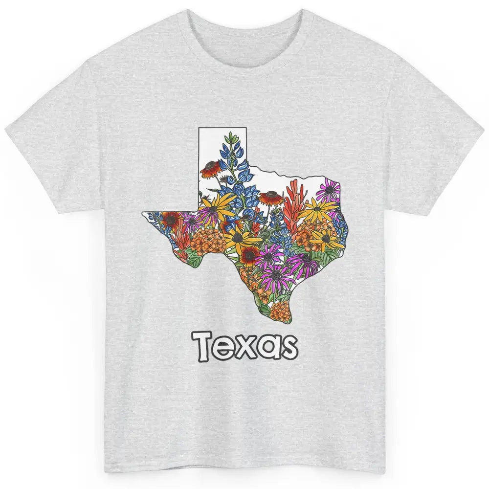 Texas Map Pride Wildflower Western Country Bluebonnet Flower Classic Unisex T-Shirt