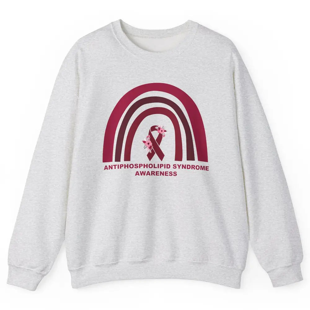 Antiphospholipid Syndrome Awareness APS Burgundy Rainbow Unisex Crewneck Sweatshirt