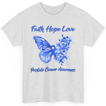 Butterfly Faith Hope Warrior Prostate Cancer Blue Ribbon Classic Unisex T-Shirt