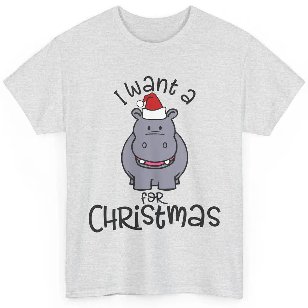 Funny I Want A Hippopotamus For Christmas Tree Hippo Santa Classic Unisex T-Shirt