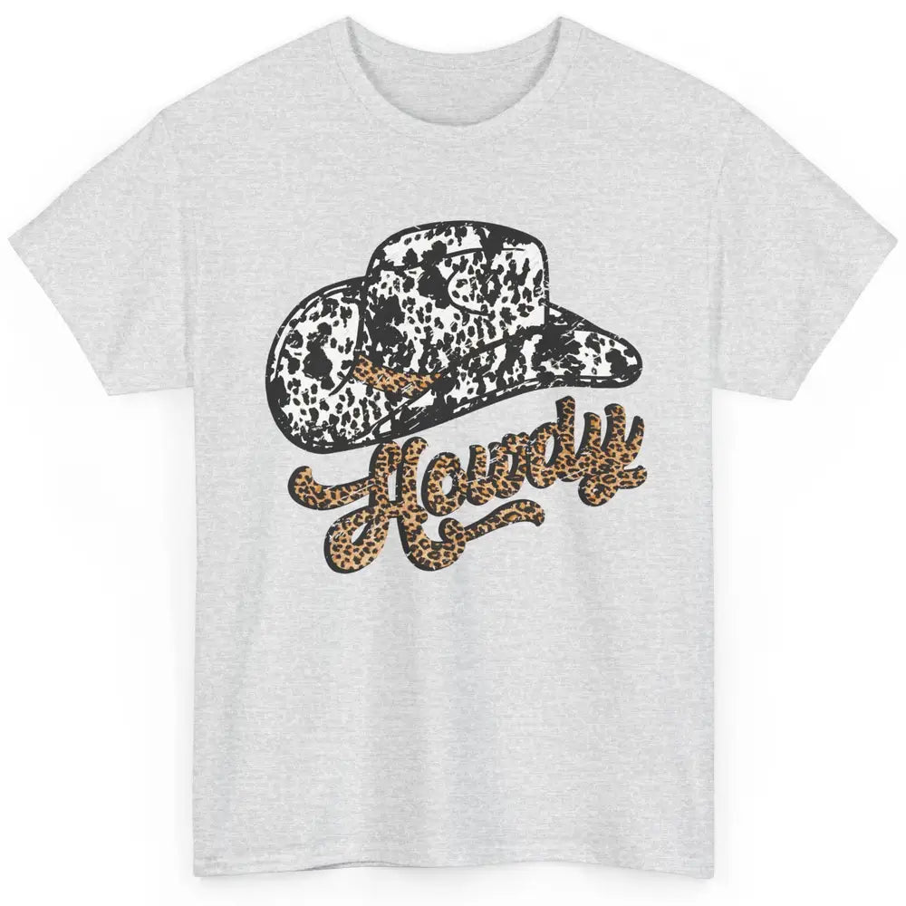 Vintage Leopard Cowboy Hat Howdy Western Country Cowgirls Classic Unisex T-Shirt