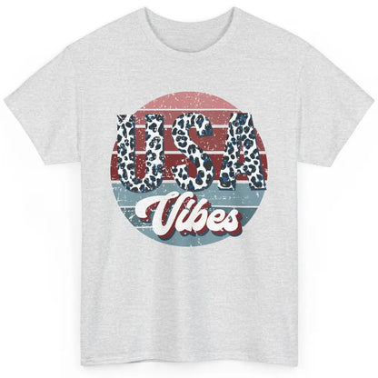 Vintage USA Vibes Leopard Patriots Independence Day Gift Classic Unisex T-Shirt