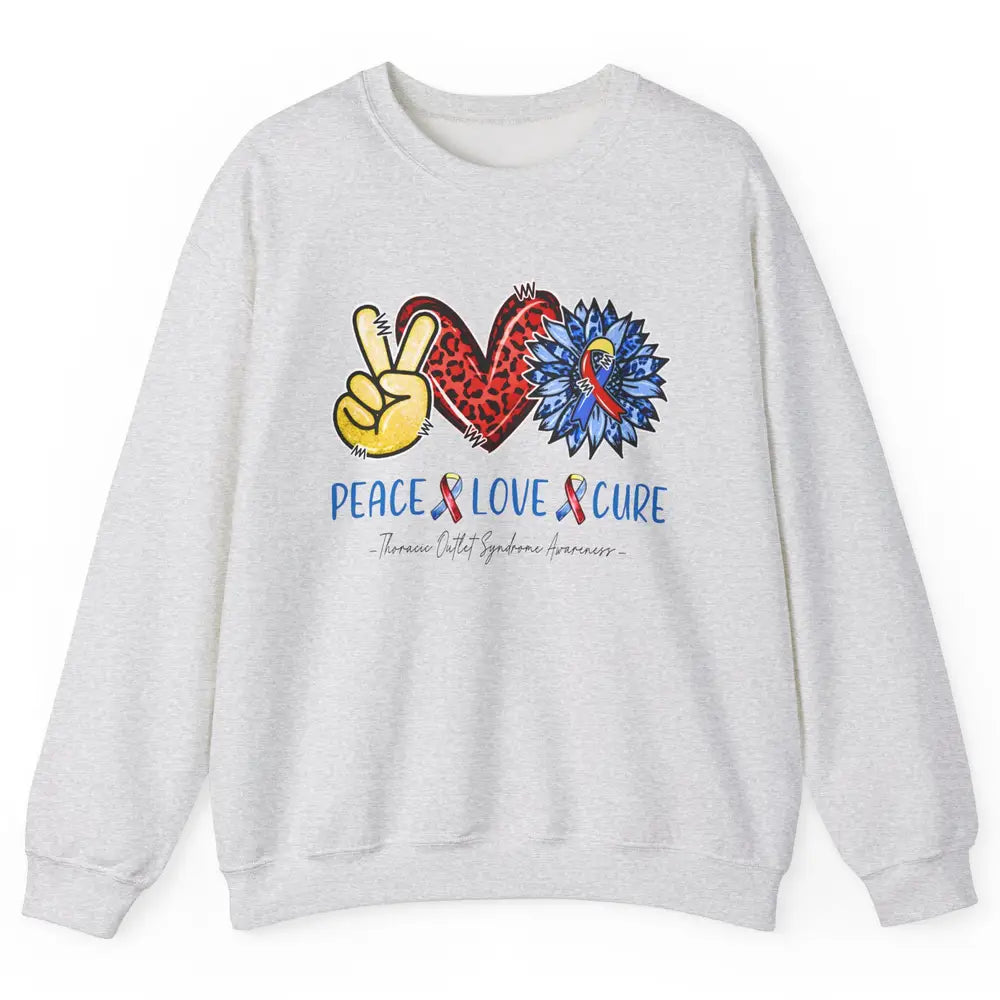 Thoracic Outlet Syndrome Awareness Peace Love Cure Sunflower Unisex Crewneck Sweatshirt