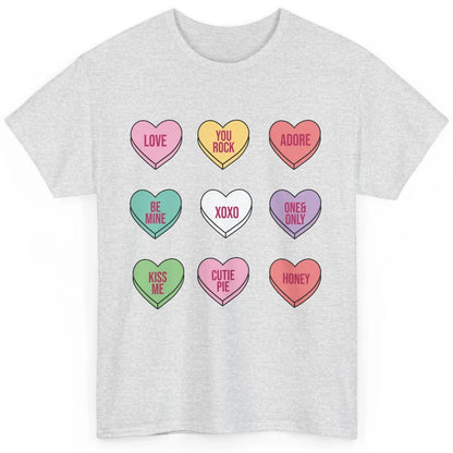 Conversation Hearts Valentines Love Boho V-Day Candy Rainbow Classic Unisex T-Shirt