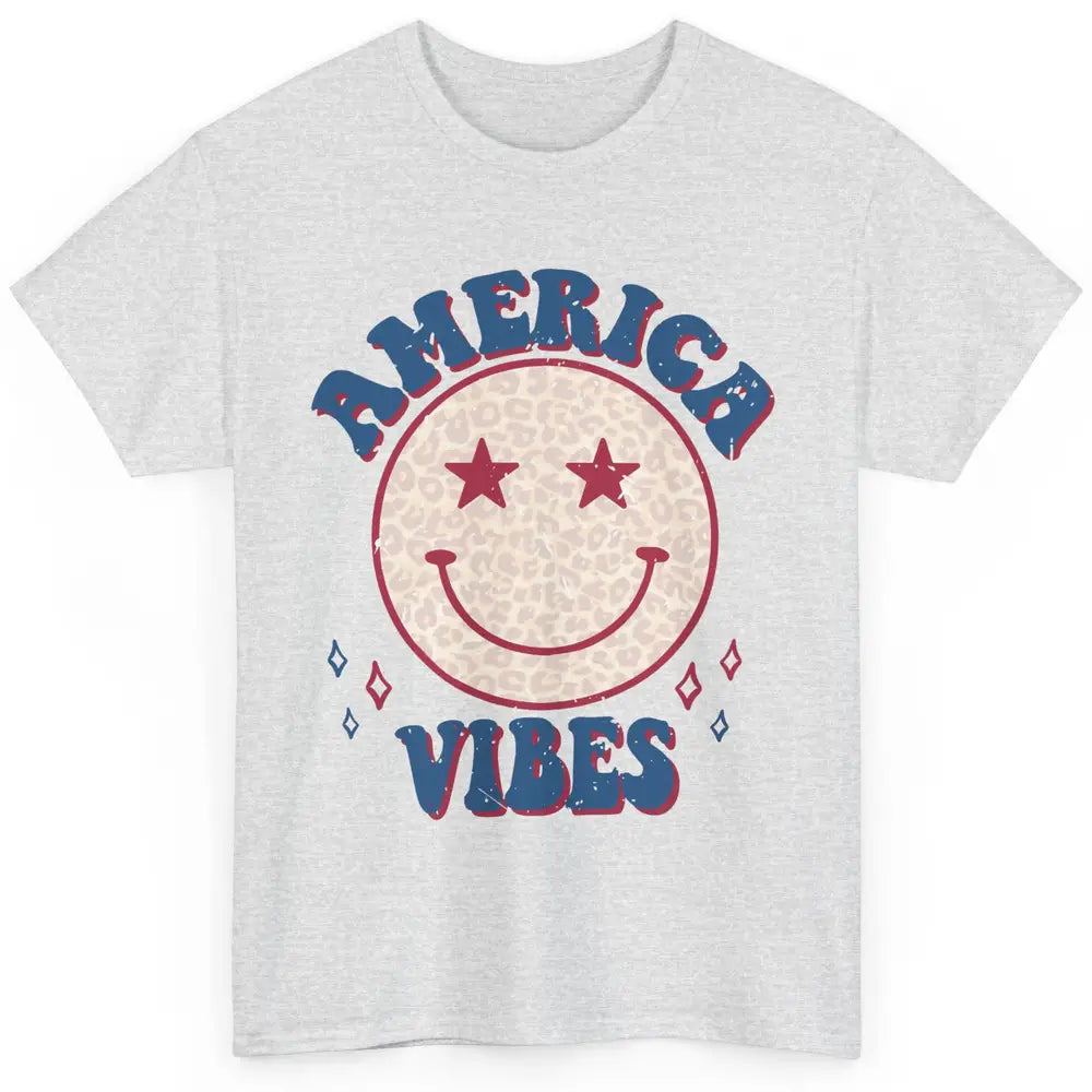 America Vibes Smile Patriotic 4th Of July Happy Face Summer Classic Unisex T-Shirt