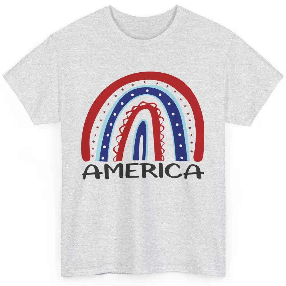 US Flag America Rainbow July 4th American Patriots Gift Classic Unisex T-Shirt