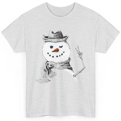 Snowman Peace Sign Christmas Snow Frosty Winter Xmas Gift Classic Unisex T-Shirt