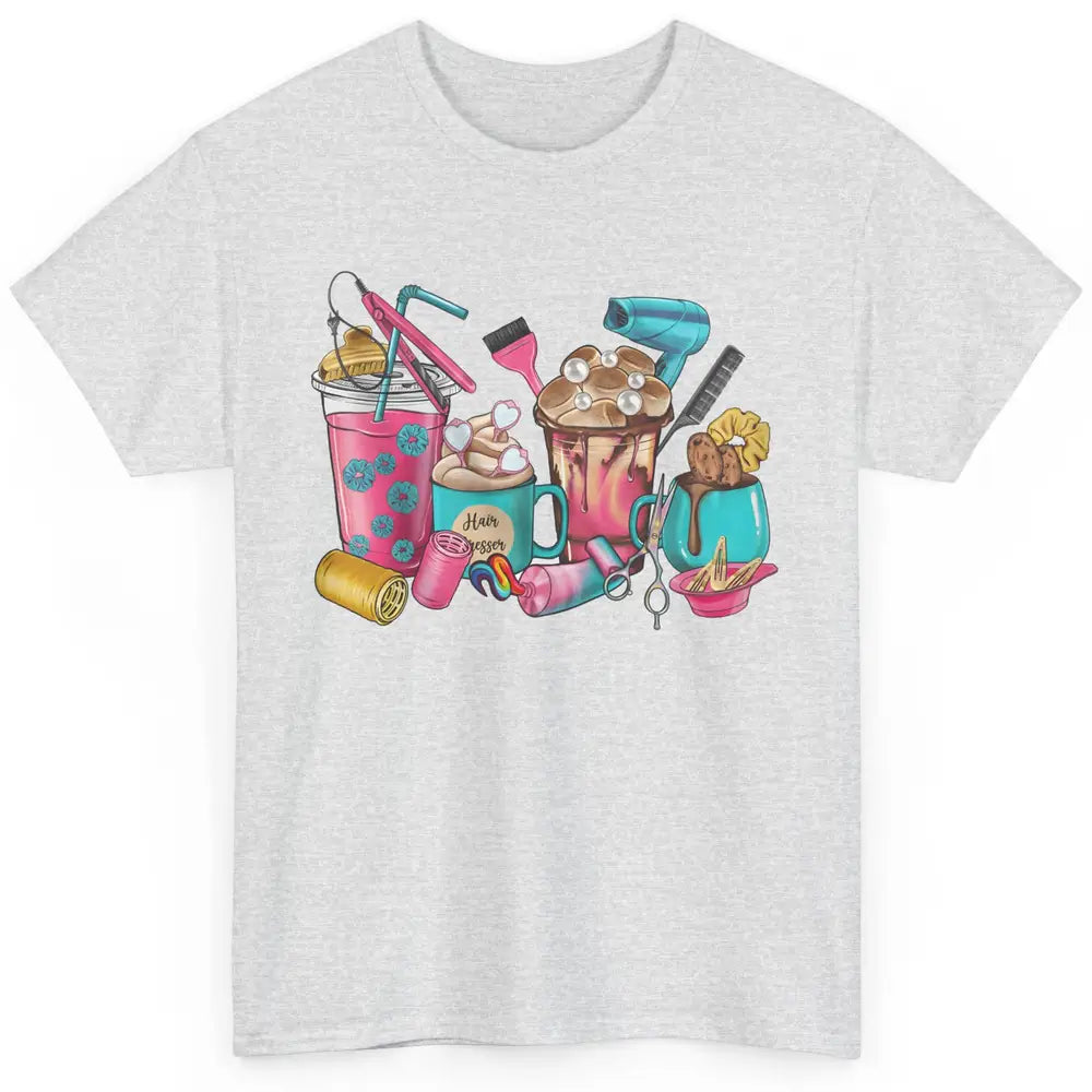 Cute Hairdresser Coffee Cups Hairstylist Life Scissors Boho Classic Unisex T-Shirt