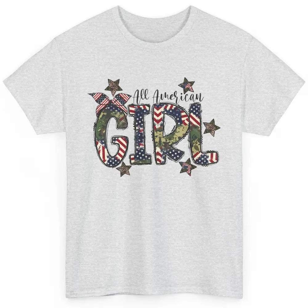 All American Girl American Flag Patriotic Military 4th July Classic Unisex T-Shirt