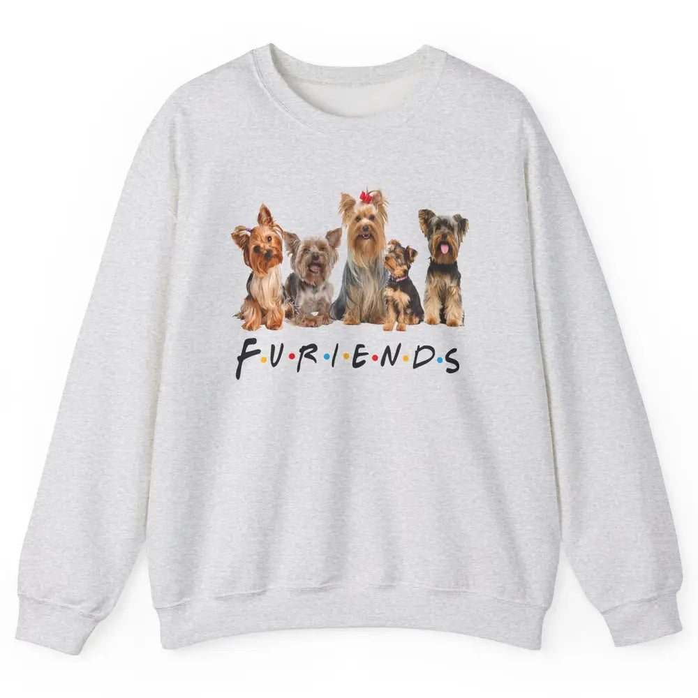 Funny Yorkie Furiends Merry Christmas Hat Yorkshire Terrier Unisex Crewneck Sweatshirt