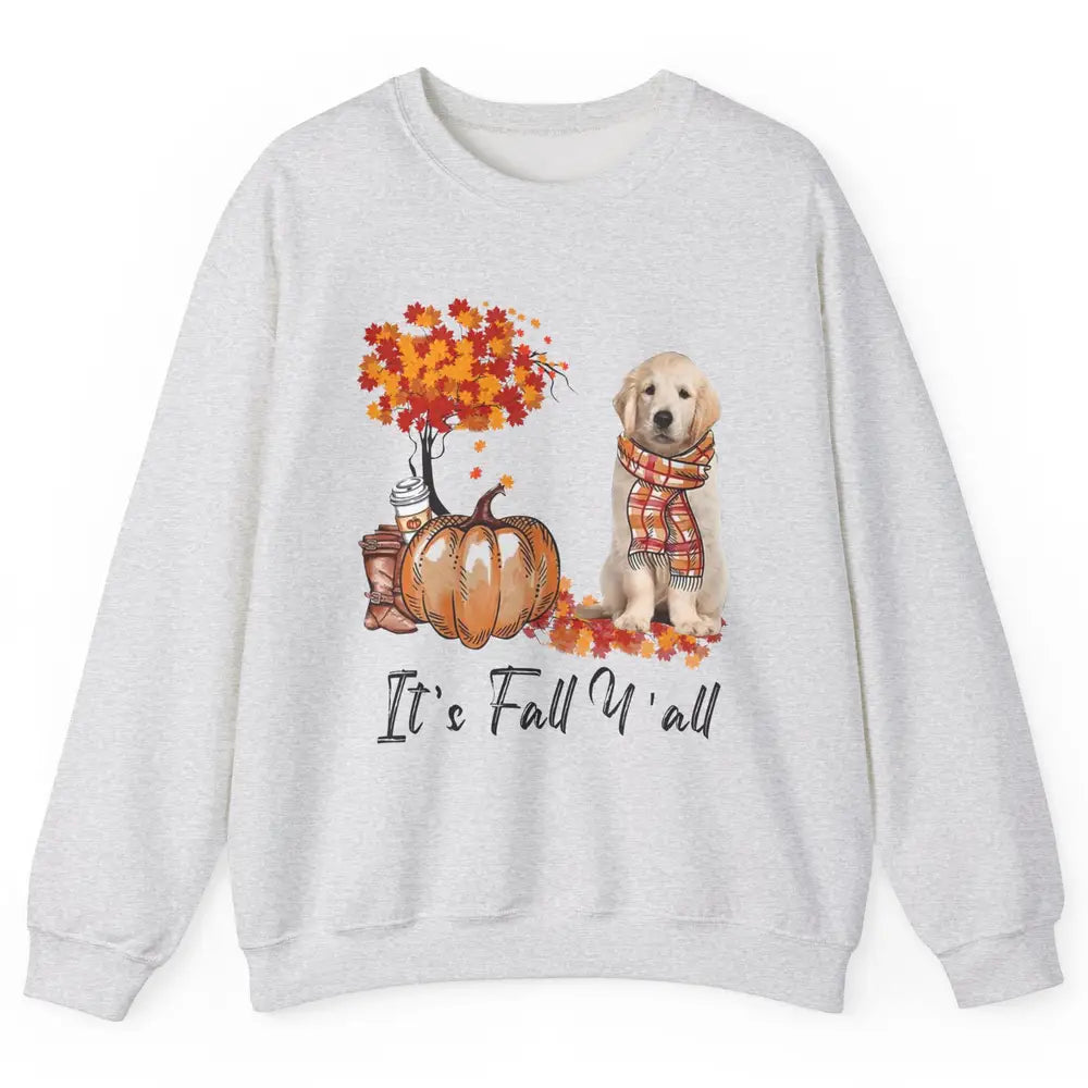 Golden Retriever Pumpkin Happy Fall Yall Autumn Thanksgiving Unisex Crewneck Sweatshirt