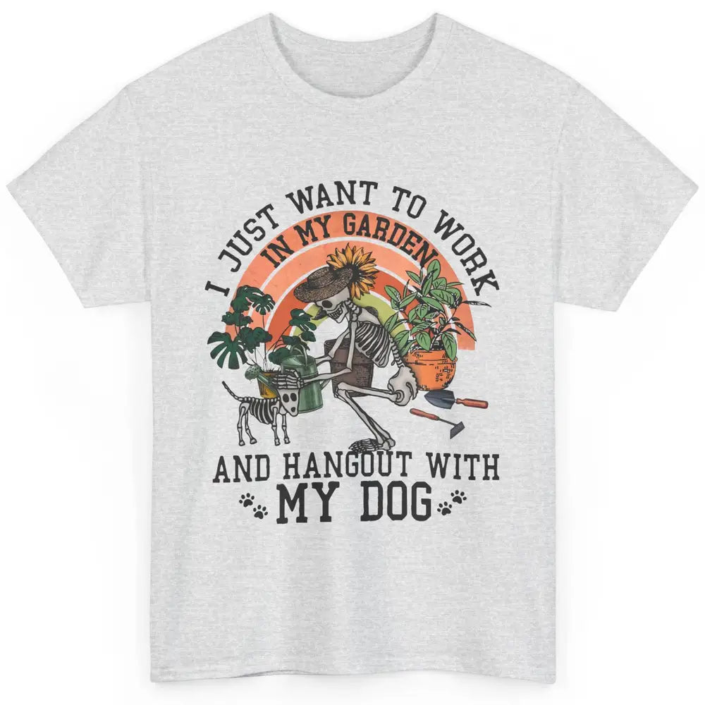 Retro Skeleton Gardening In The Garden Hang Out With My Dog Classic Unisex T-Shirt