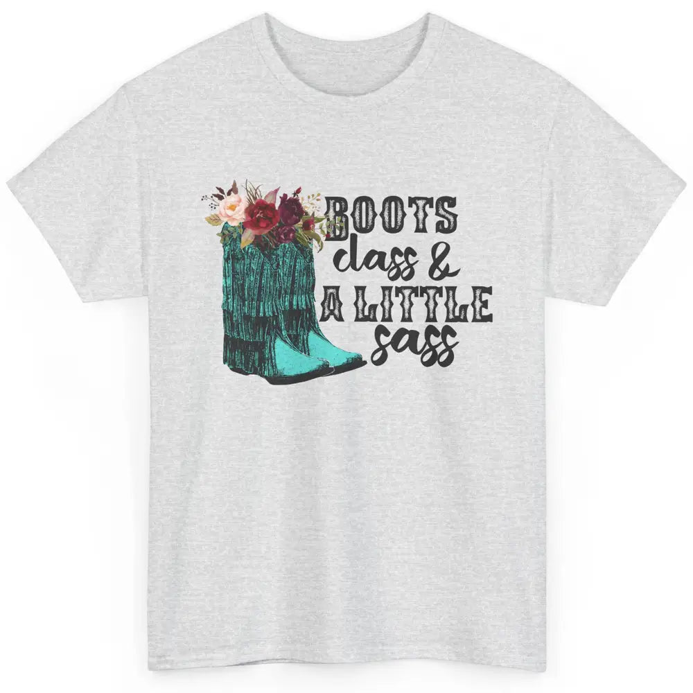 Floral Cowgirl Boots Class A Lil Sass Western Country Girl Classic Unisex T-Shirt