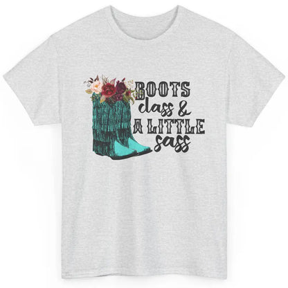 Floral Cowgirl Boots Class A Lil Sass Western Country Girl Classic Unisex T-Shirt