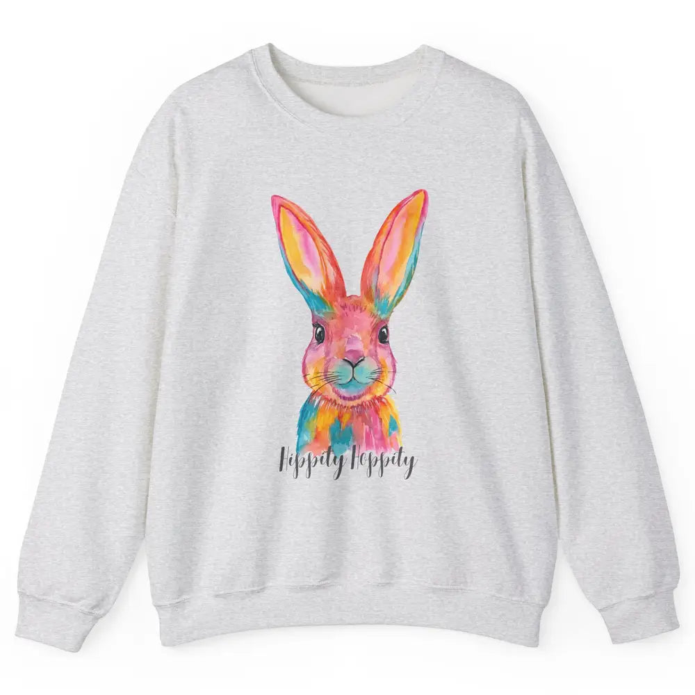 Watercolor Hippity Hoppity Bunny Dance Easter Rabbit Hip Hop Unisex Crewneck Sweatshirt