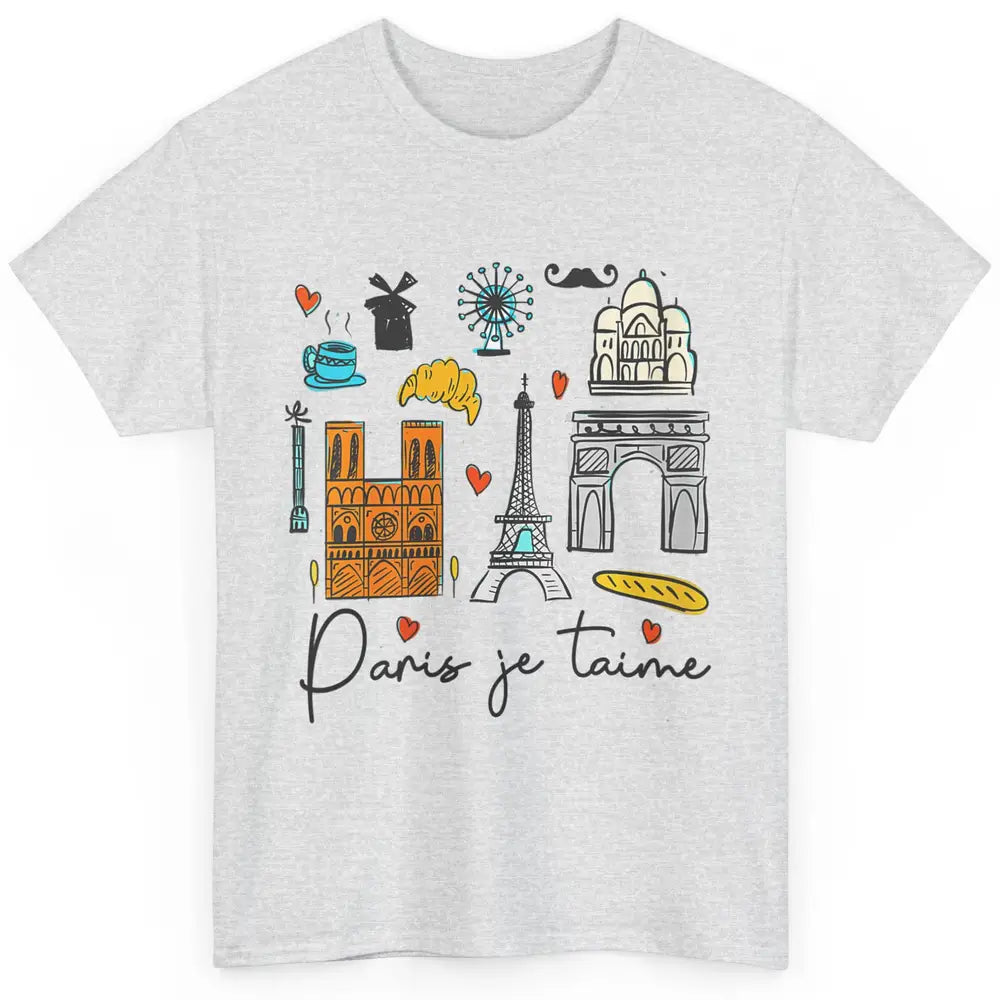 Doodle Eiffel Tower Minimalist Paris France Traveling Love Classic Unisex T-Shirt