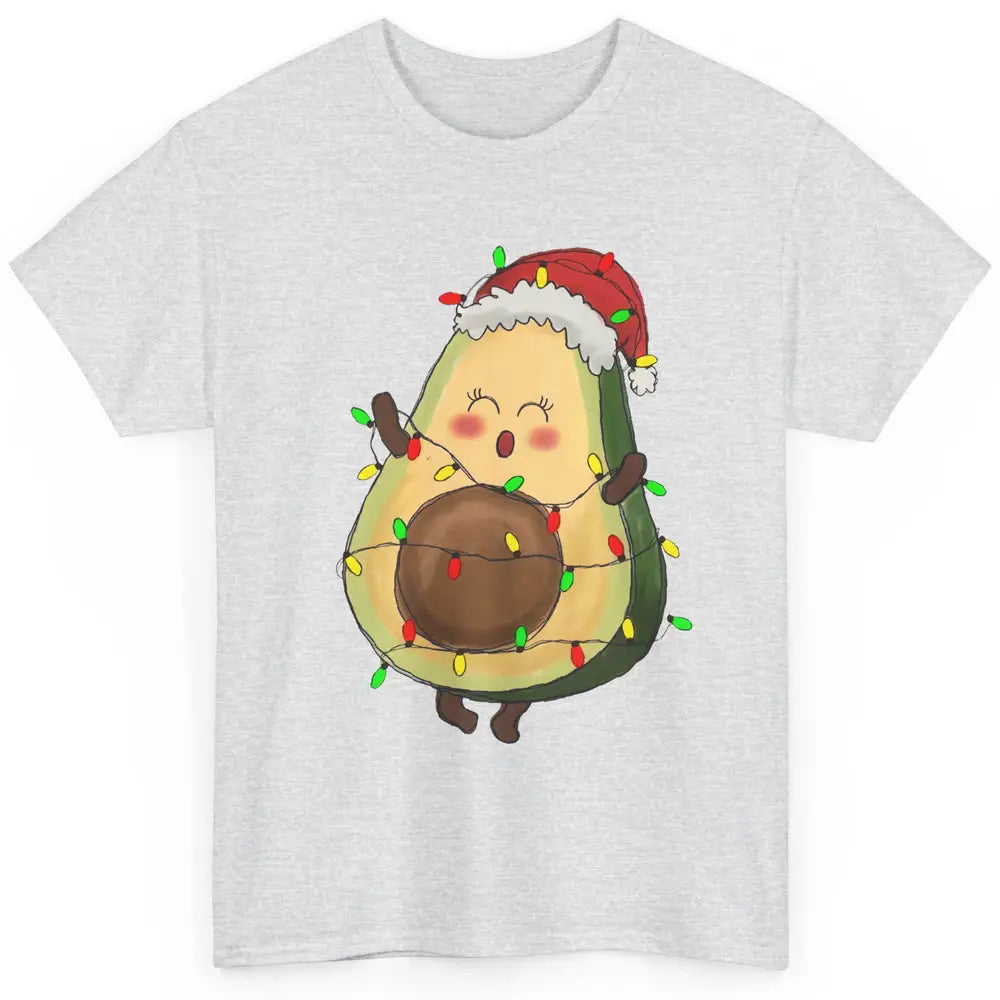 Avocado Santa Cute Avocado Christmas Lights Xmas Vegan Gift Classic Unisex T-Shirt