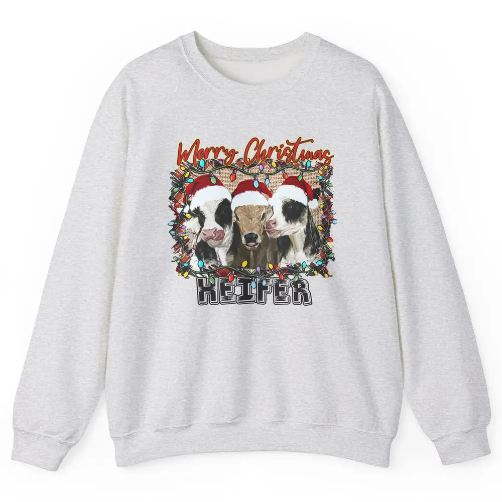 Funny Cow Merry Christmas Hanging With My Heifer Farmer Gift Unisex Crewneck Sweatshirt