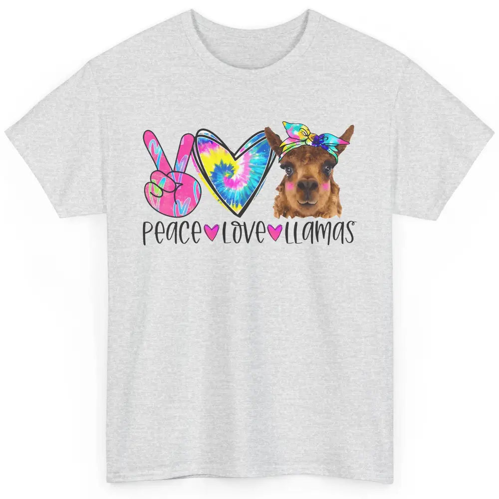 Vintage Llama Tie Dye Peace Love Llama Sarcastic Llama Lover Classic Unisex T-Shirt