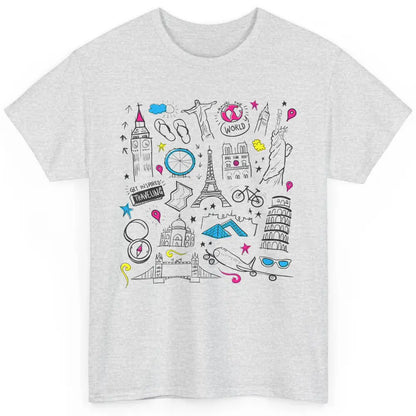 Cute Travel The World Backpacking Summer Break Paris Doodles Classic Unisex T-Shirt