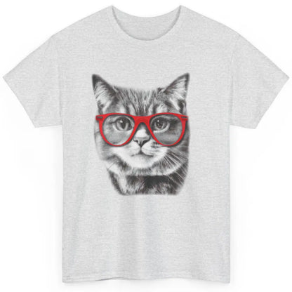 Funny Cat With Red Glasses Kitten Pets Cat Lovers Gift Classic Unisex T-Shirt