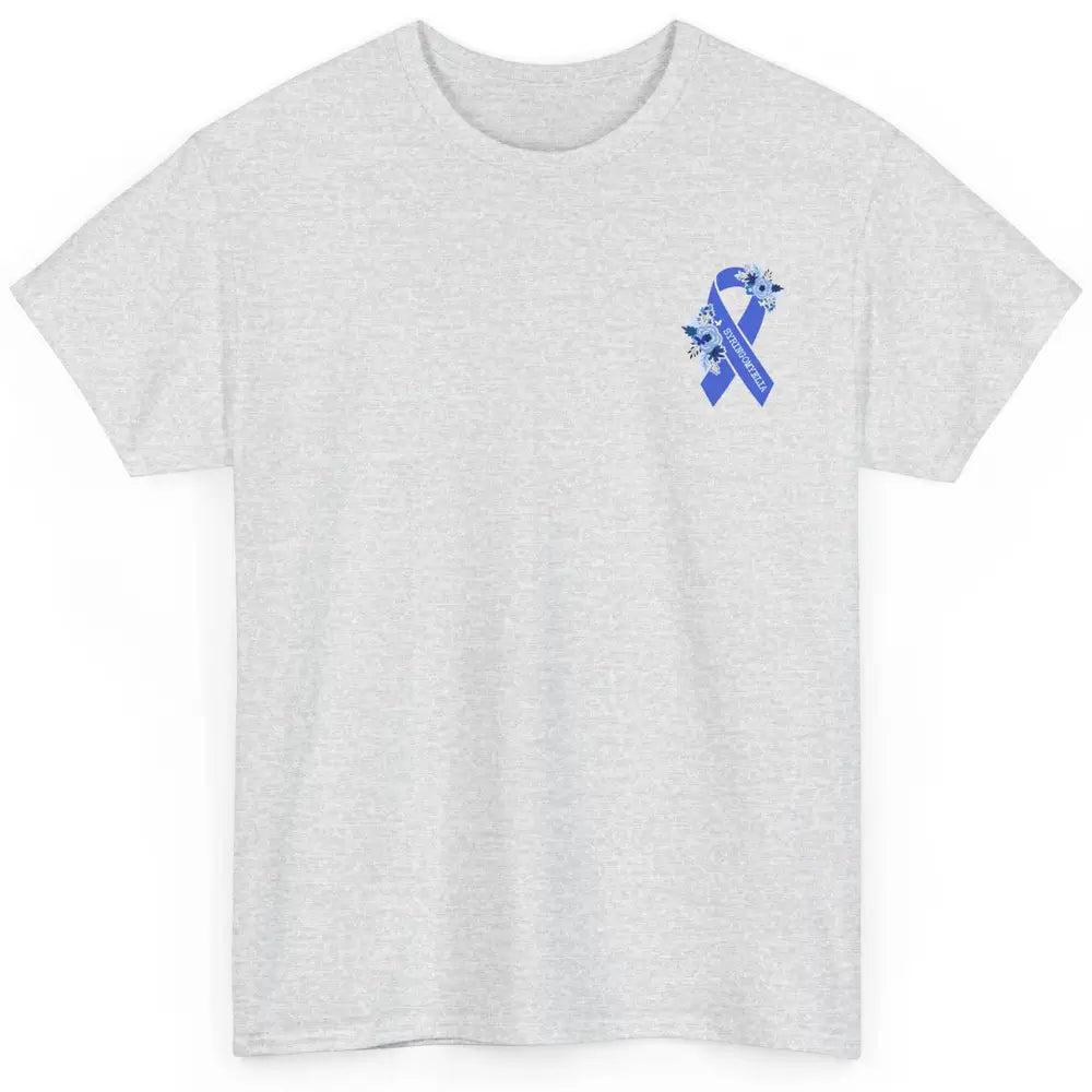 Syringomyelia Awareness Floral Blue Ribbon Rainbow Classic Unisex T-Shirt