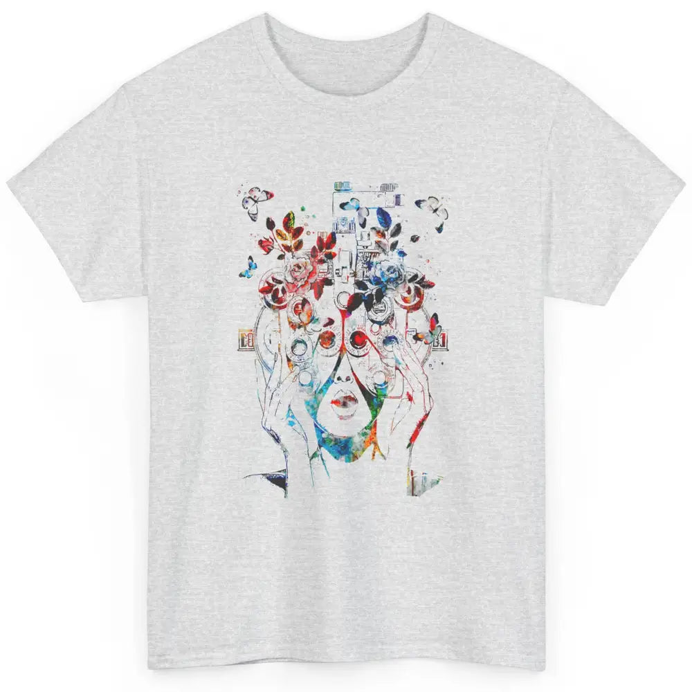 Cute Floral Phoropter Woman Optometrist Eye Anatomy Optician Classic Unisex T-Shirt