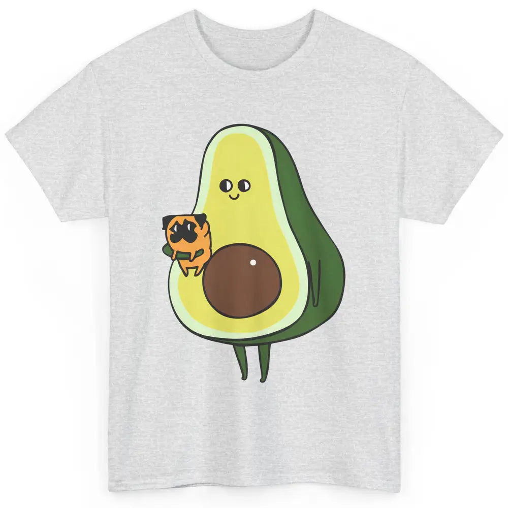 Avocado With Pug Funny Avocado Vegan Pug Lovers Gift Classic Unisex T-Shirt