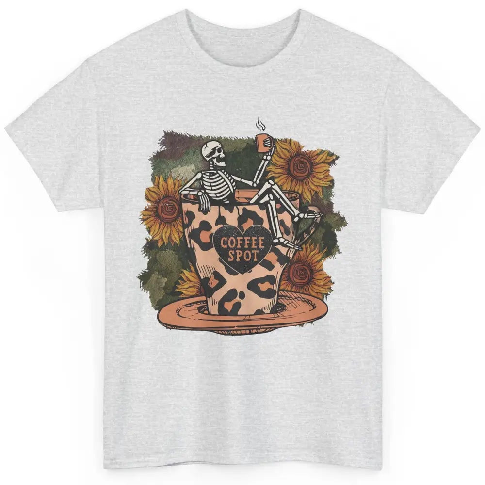 Sunflower Skeleton Dead Inside But Caffeinated Coffee Lovers Classic Unisex T-Shirt