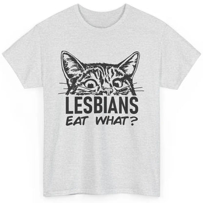 Funny Black Cat Lesbians Eat What LGBTQ Sarcastic Cat Mom Classic Unisex T-Shirt