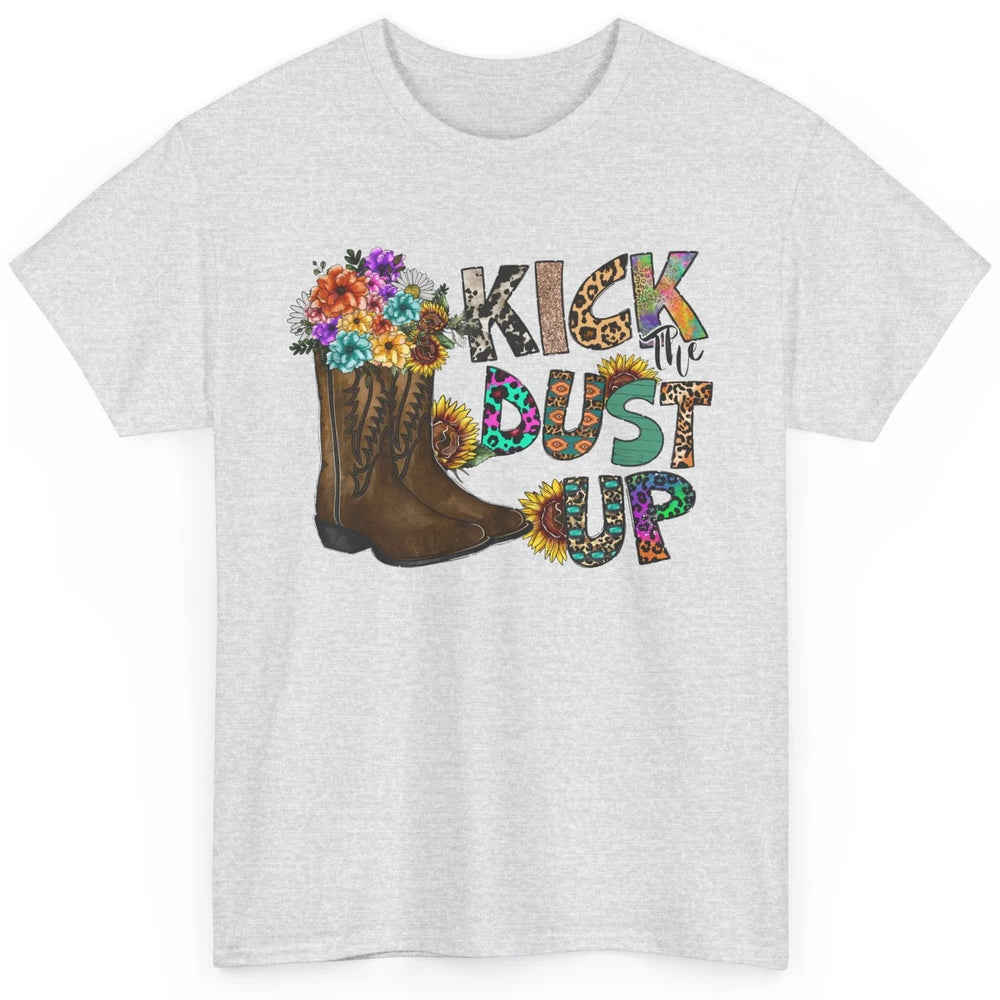 Floral Cowgirl Boots Kick Dust Up Sunflower Leopard Western Classic Unisex T-Shirt