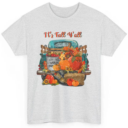 Retro Pumpkin Truck Sunflower Western Pumpkin Season Fall Classic Unisex T-Shirt