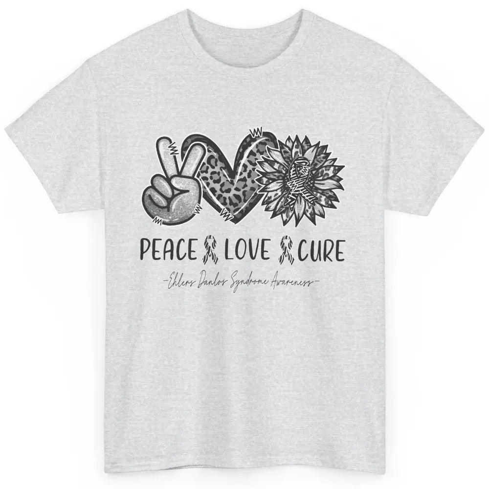 Ehlers Danlos Syndrome EDS Peace Love Cure Leopard Sunflower Classic Unisex T-Shirt