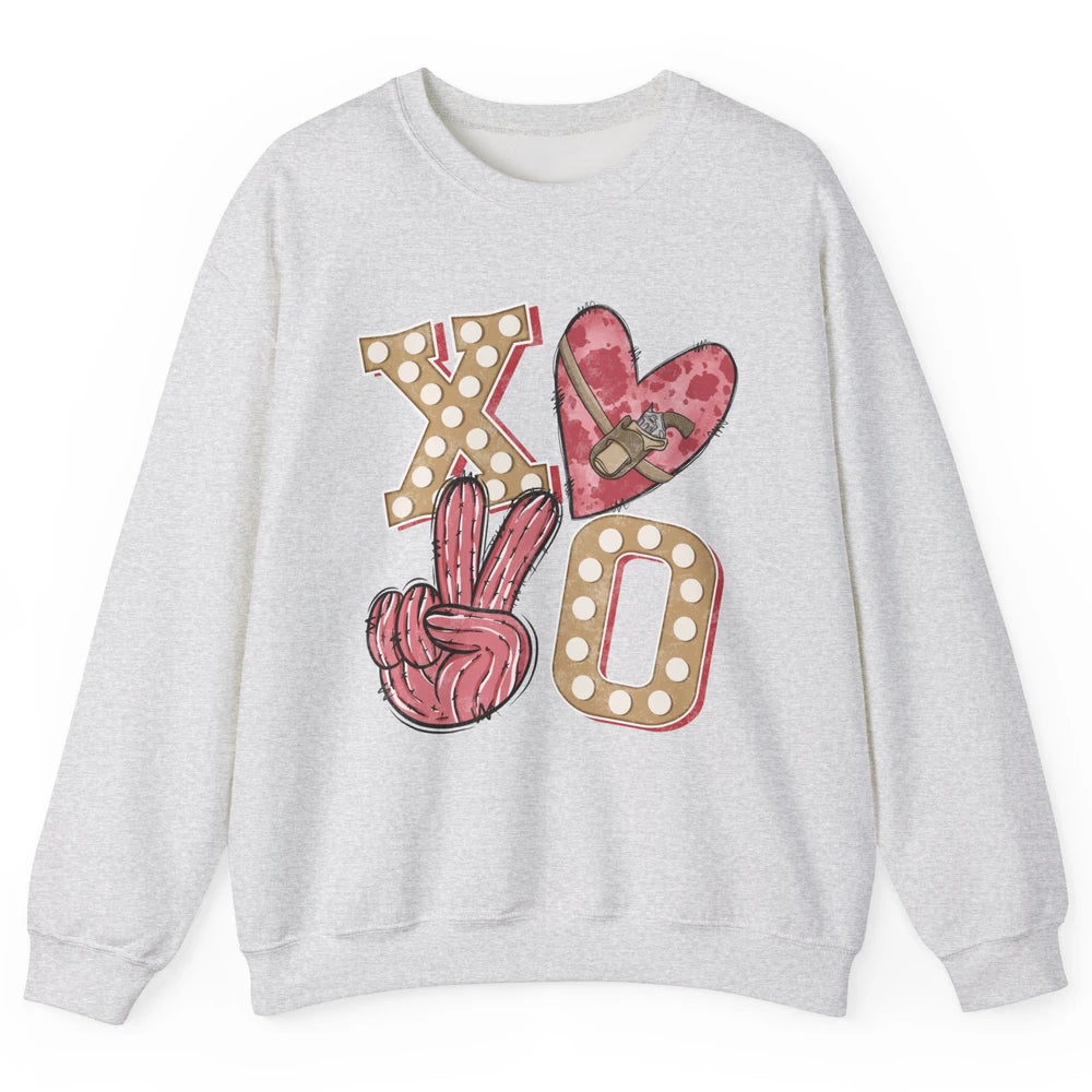 XOXO Hugs And Kisses Leopard Heart Cowboy Love Rodeo Western Country Unisex Crewneck Sweatshirt