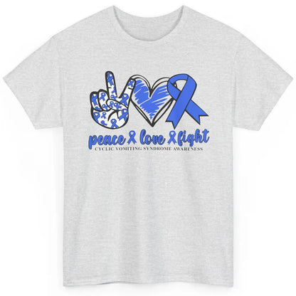 Cyclic Vomiting Syndrome Blue Ribbon Peace Love Fight Classic Unisex T-Shirt