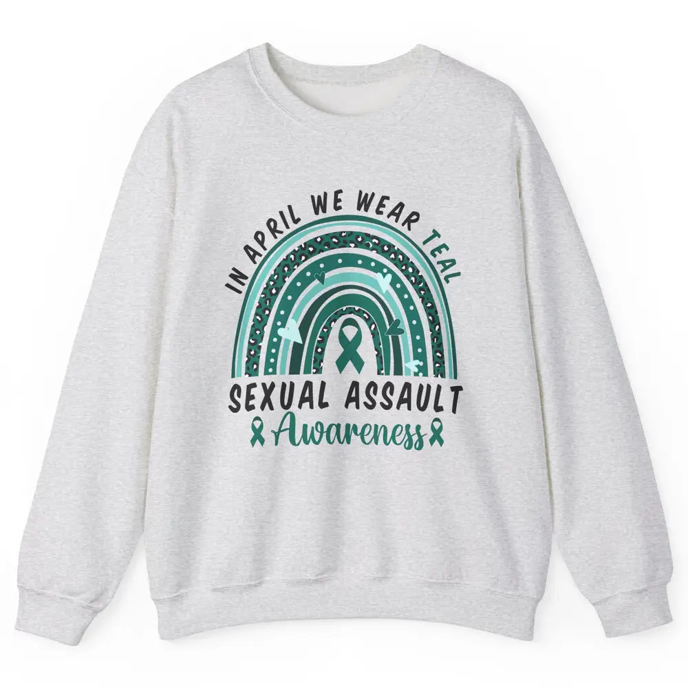 Sexual Assault Awareness Teal Ribbon Rainbow Awareness Gift Unisex Crewneck Sweatshirt