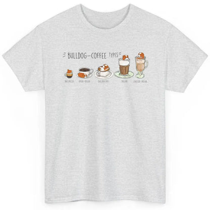 Funny Bulldog Coffee Types Parody Coffee French Bulldog Classic Unisex T-Shirt